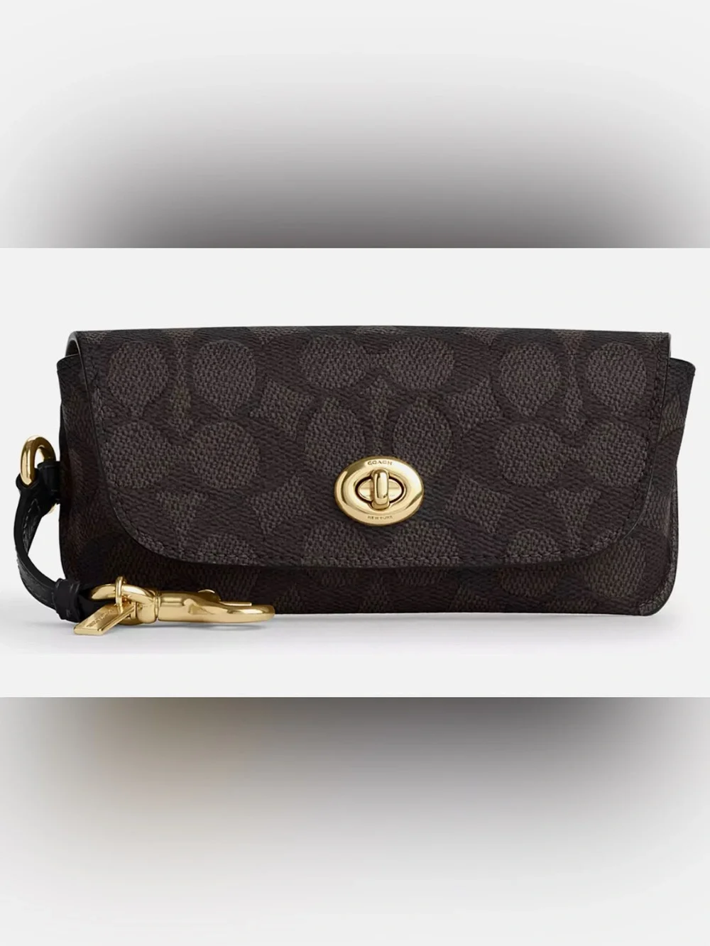 Coach Sunglass Case -CZ207 Walnut Black Signature Canvas Smooth leather NWT